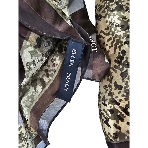 Ellen Tracy 100% Silk Colors of Brown Scarf - Picture 4 of 5